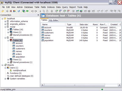 Screenshot of EngInSite MySQL Client 1.4.9.175