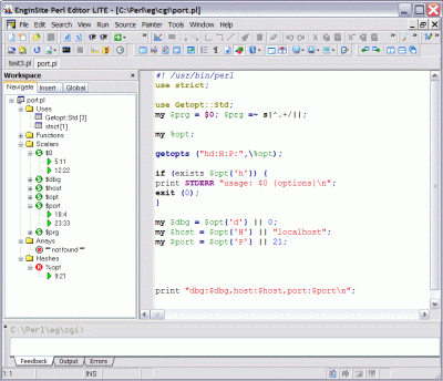 Screenshot of EngInSite Perl Editor Lite