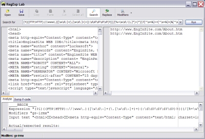PHP Editor - Regular Expressions Tester